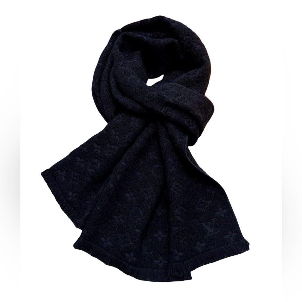 LV Triple Black Wool Scarf
